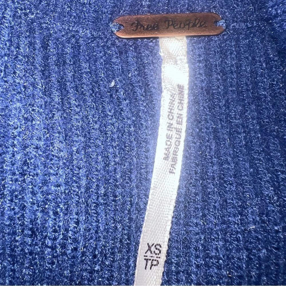 Free People Softly Structured Blue Gold Gray ColorBlock Turtleneck Sweater Sz XS